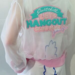 LOOKING FOR: Galaxxxy Blouson Let's Hang Out Just Chill Clubmate Bomber Jacket
